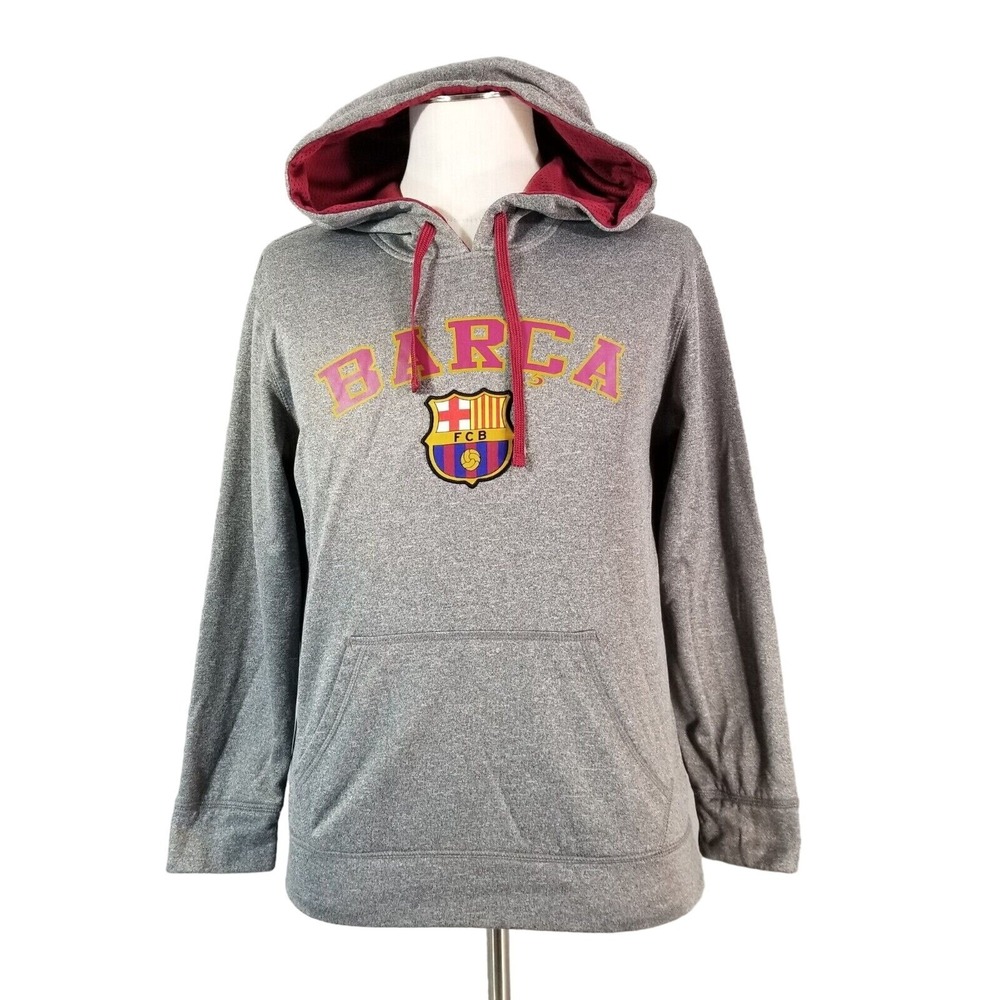 FC Barcelona hoodie sweatshirt sweater men's small gray fleece official FBC